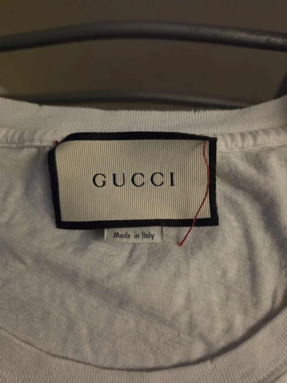 Gucci White Logo Tee with Red and Green Stripe